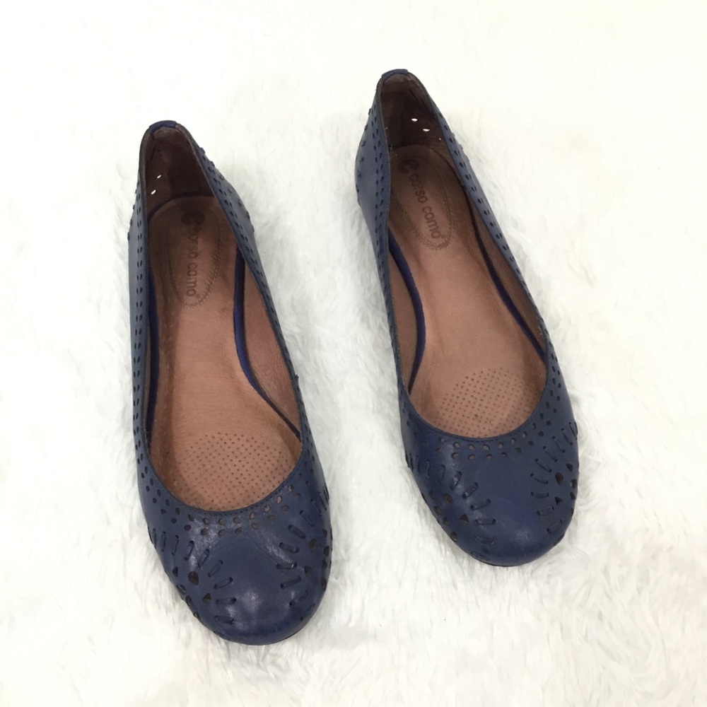 Corso Como Blue Leather Laser Cut Flats